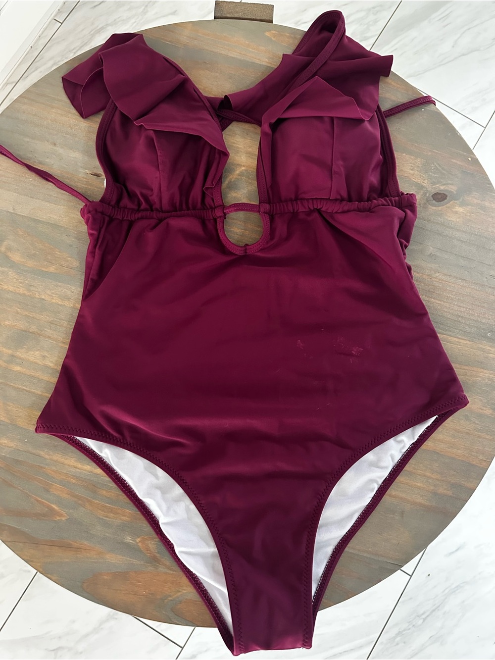 Cupshe Girls Burgundy Ruffle One-Piece Swimsuit